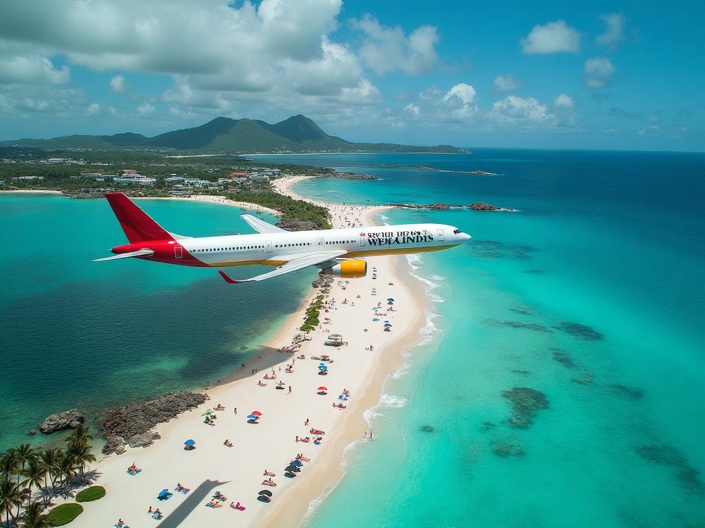 Maho Beach with airplane
